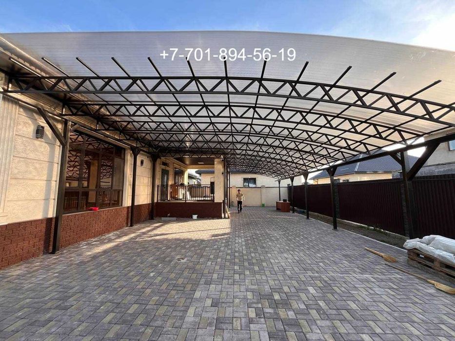 Навесы полигаль/поликарбонат, черепица, профлист.