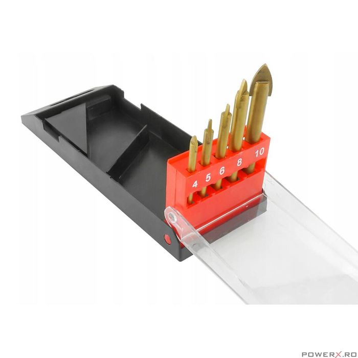 Set burghie pentru sticla si ceramica, 4-10 mm, 5 piese, Verke