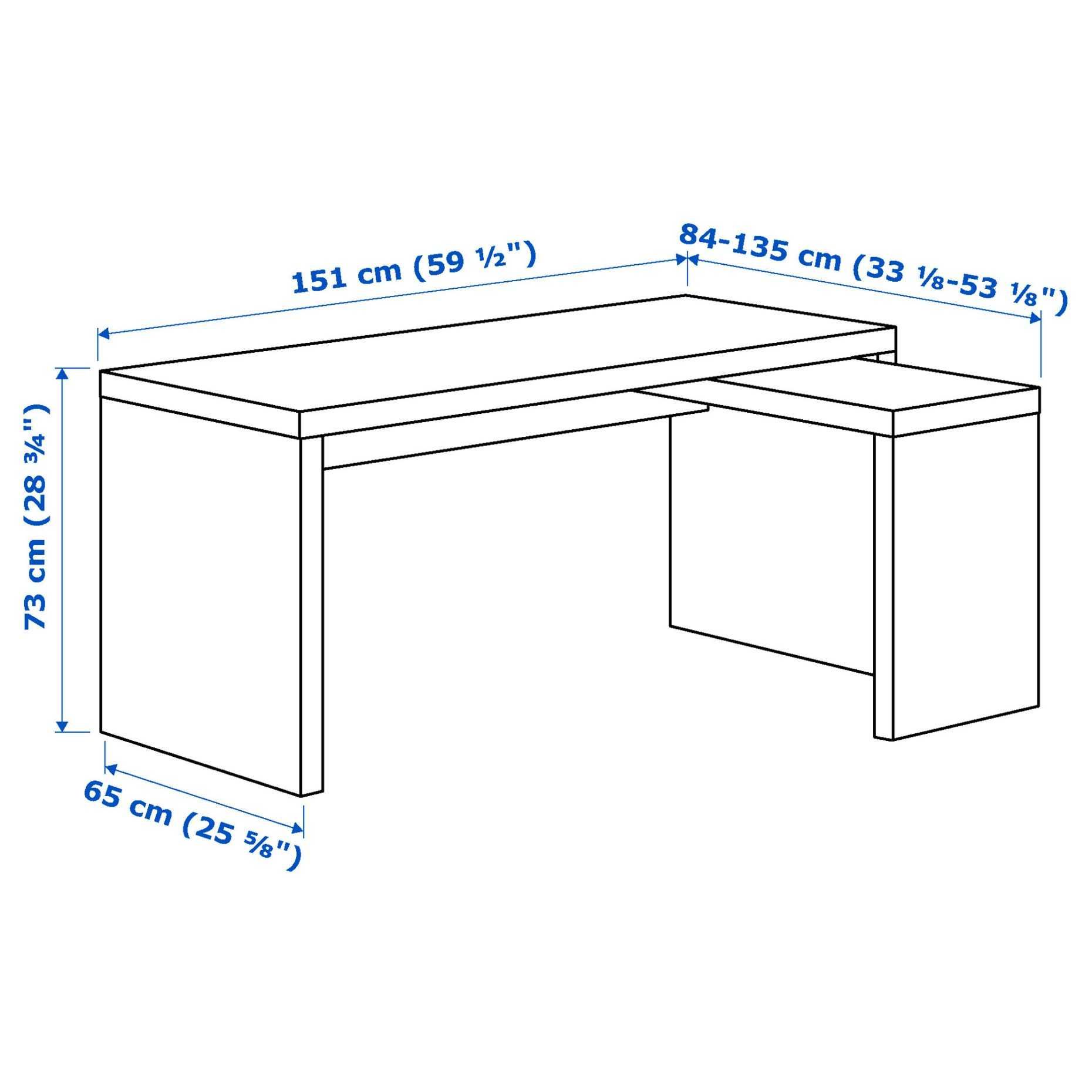 IKEA MALM - Бюро с подвижен плот, черно
