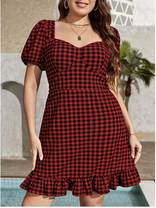 Карирана рокля ХЛ-2ХЛ