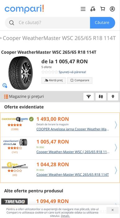 Anvelope nordice cooper weathermaster wsc 265/65/r18