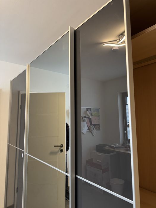 Dressing/Dulap 280/220/63 cm 3 usi culisante sticla gri/oglinda
