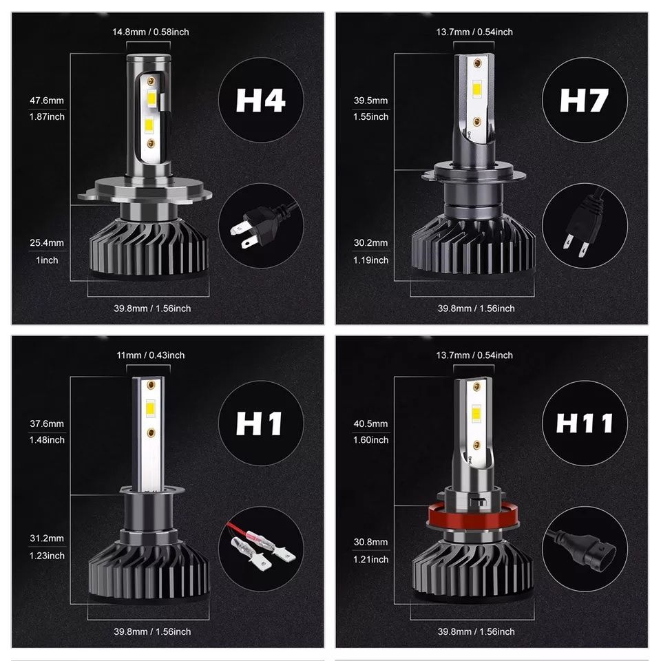 Set Becuri led H1 H3 H4 H7 H8 H9 H11 Hb3  12-24V Canbus 26000 Lm 150W