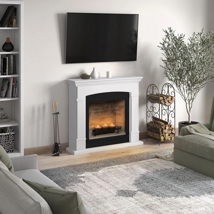 Helmi Pure White Semineu cu lumanari ZenFlame