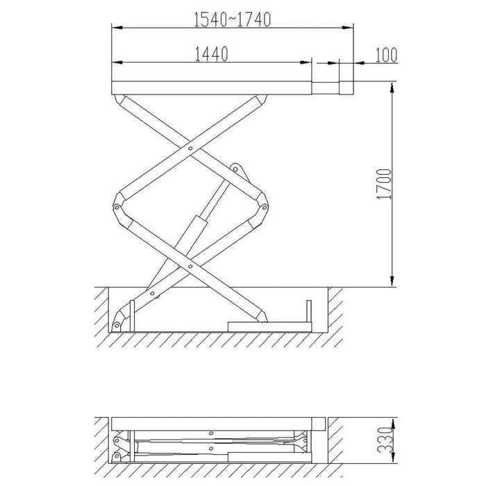 Elevatoare auto foarfeca,model ingropat, 3T si 3.5T,noi,montaj ISCIR