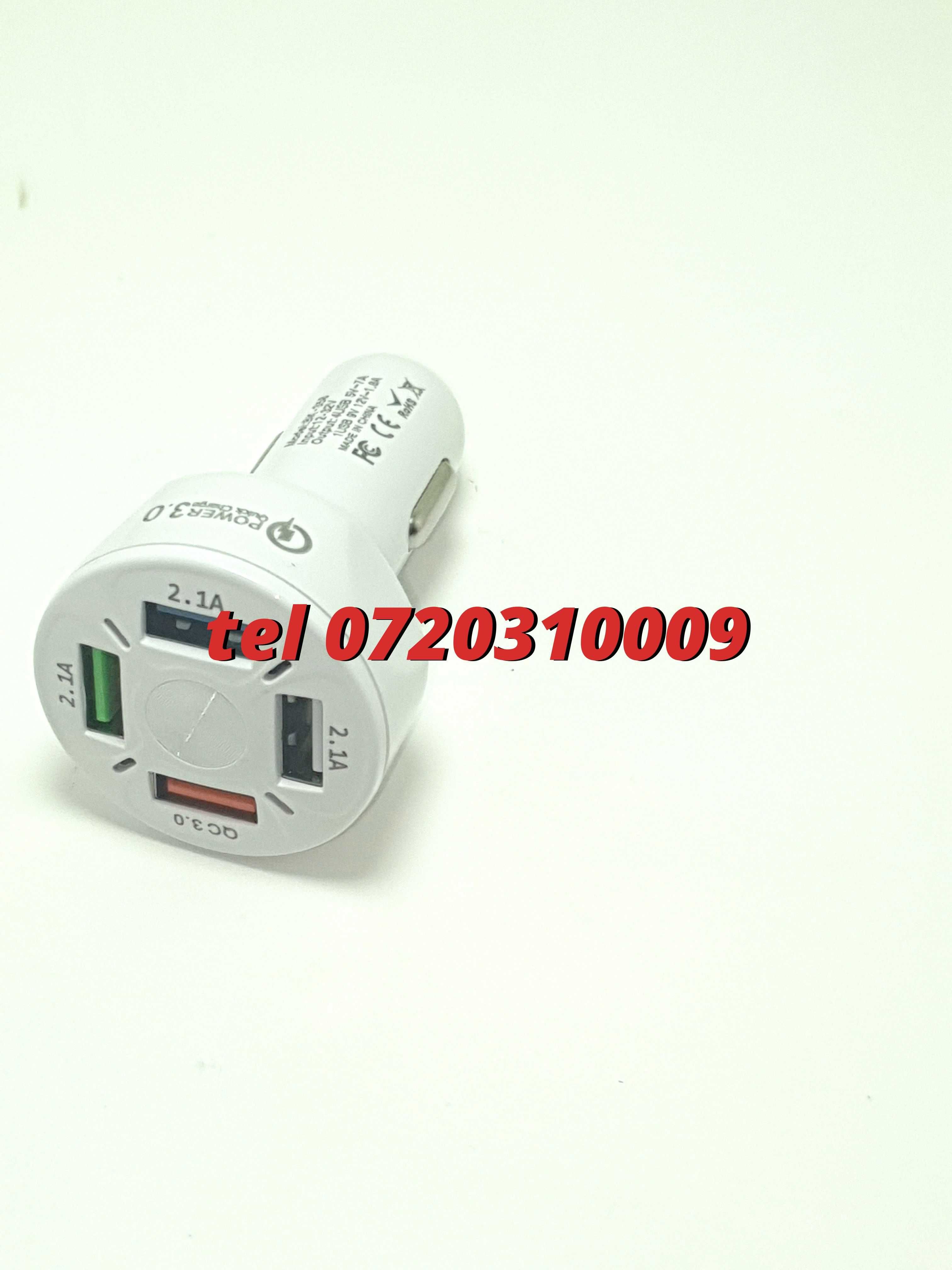 Incarcator Masina Auto 4 Porturi Bricheta Usb Qc Incarcare Rapida