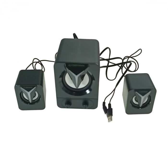 Boxe stereo 2.1 Soprano, 10W, alimentare USB, iluminare RGB, negre,noi