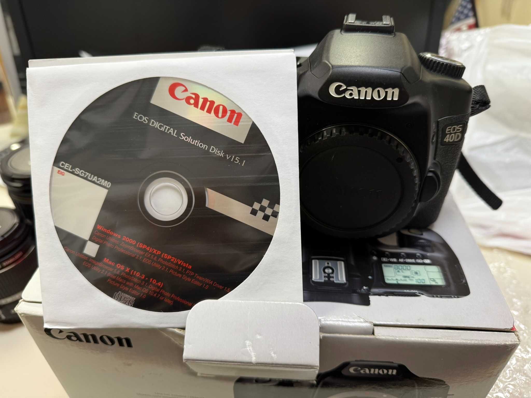 Фотоапарат Canon EOS 40D с два обектива 3 батерии и зарядно