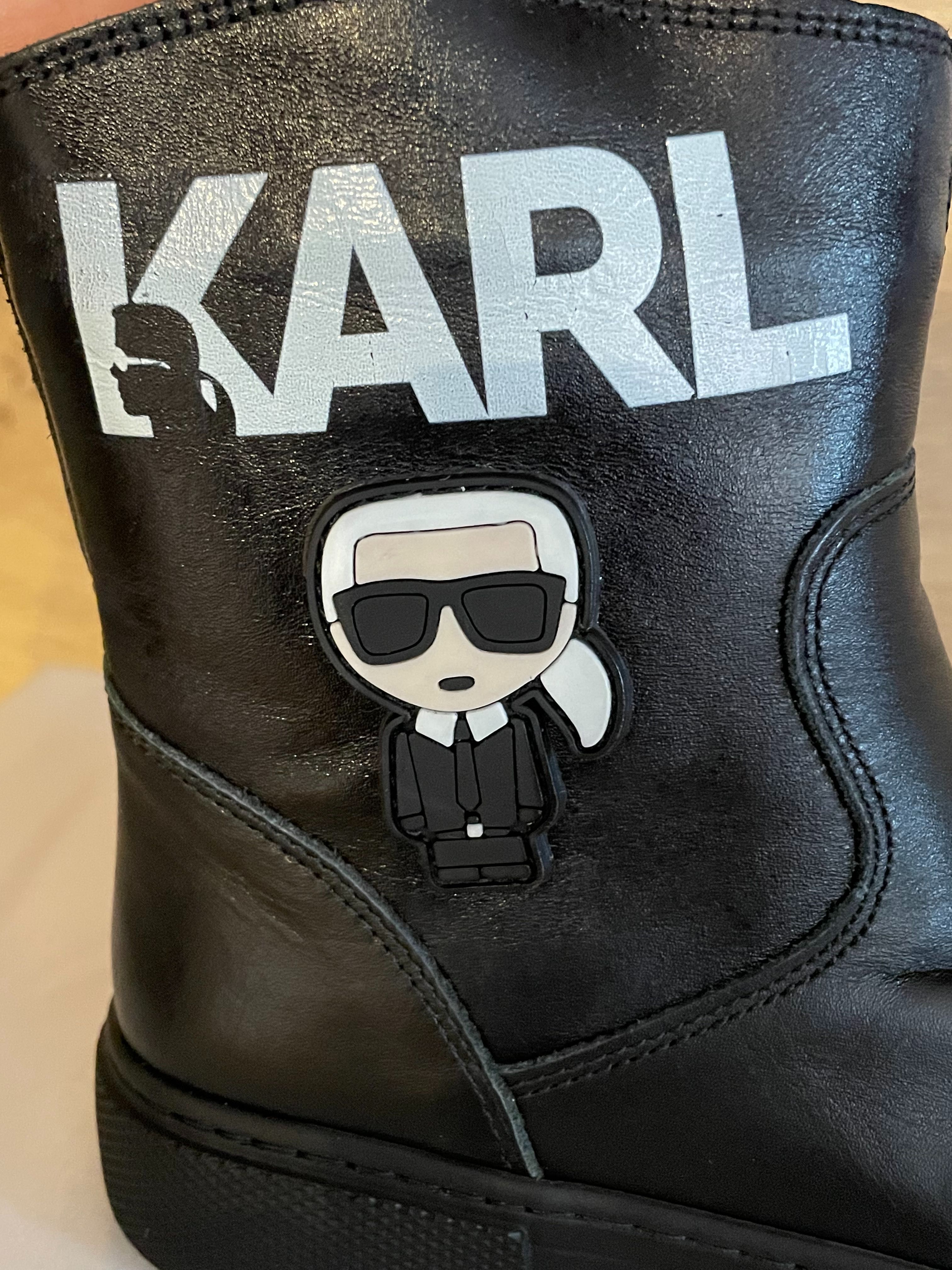 Чисто нови детски зимни ботуши от естествена кожа Karl Lagerfeld