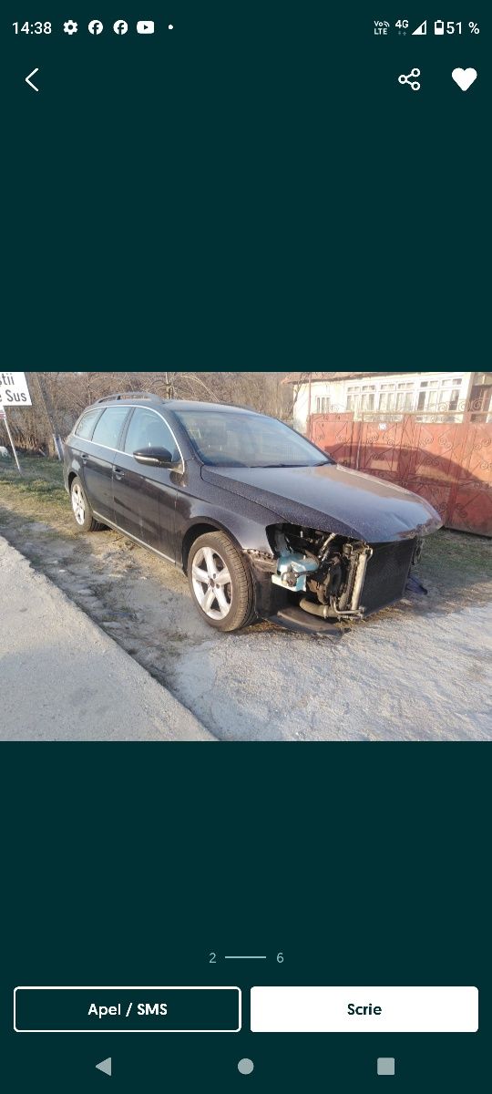 Volkswagen passat b7 break ușor avariat