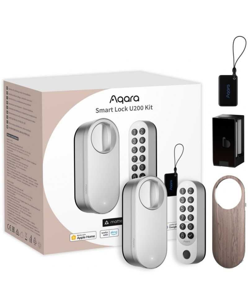 Смарт ключалка Aqara - U200, клавиатура, аксесоари, сребриста