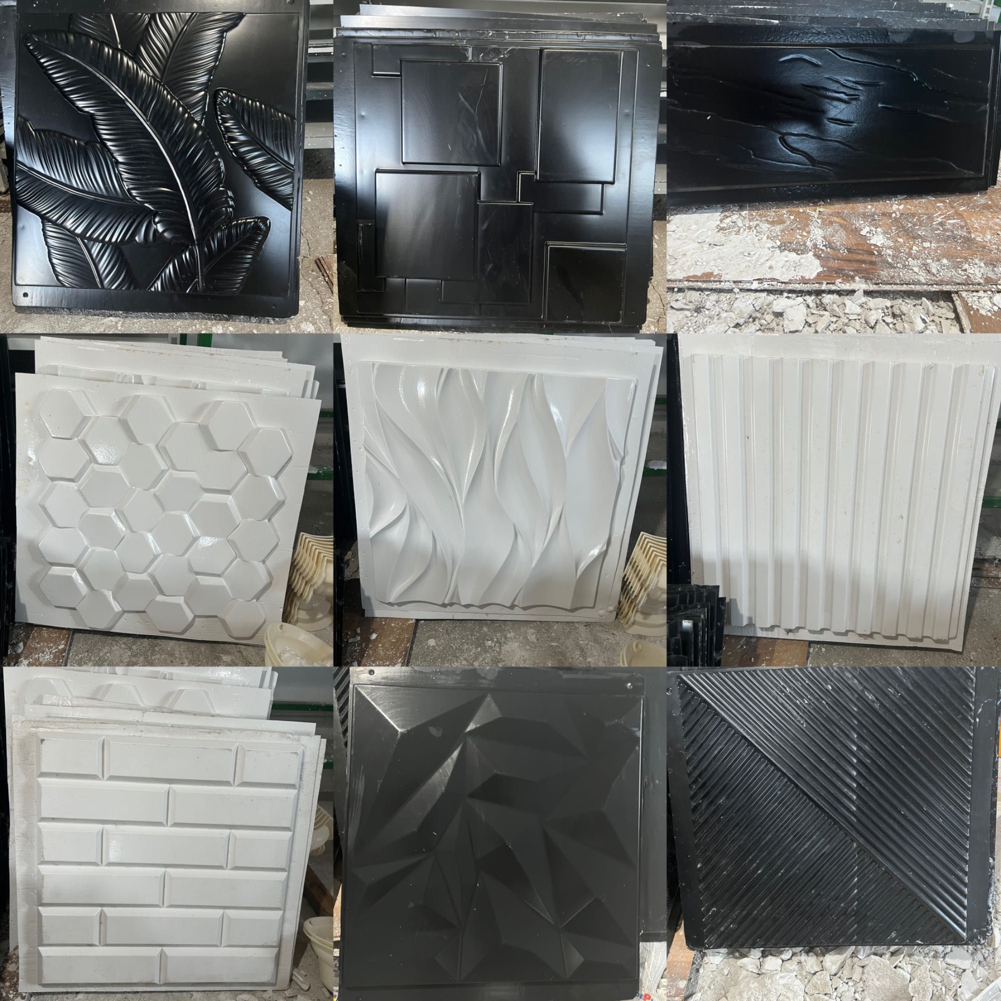 Matrițe plăci decorative,masă vibrantă ,rafturi metalice,betoniera