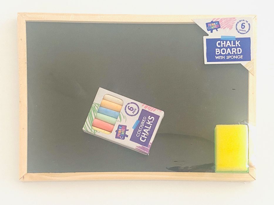 Дървена Образователна дъска за писане + тебешир и гъба за почистване