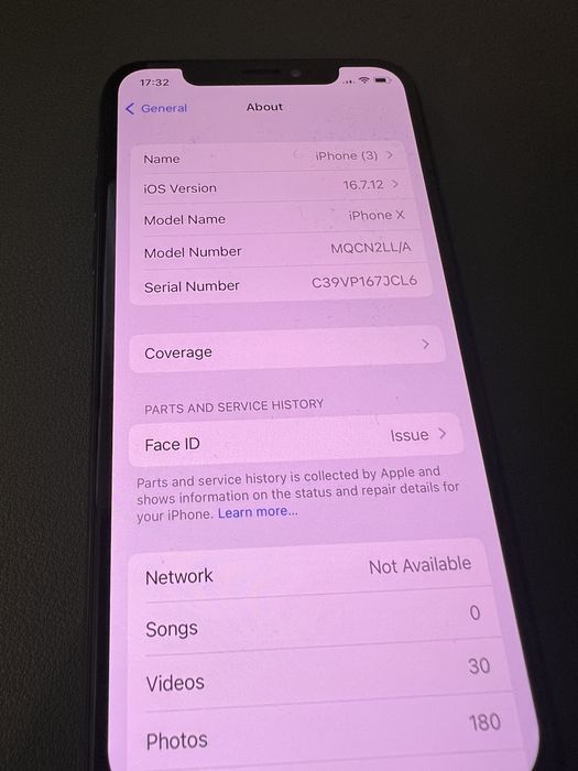 Iphone X neverlocked, faceID defect, pierde reteaua