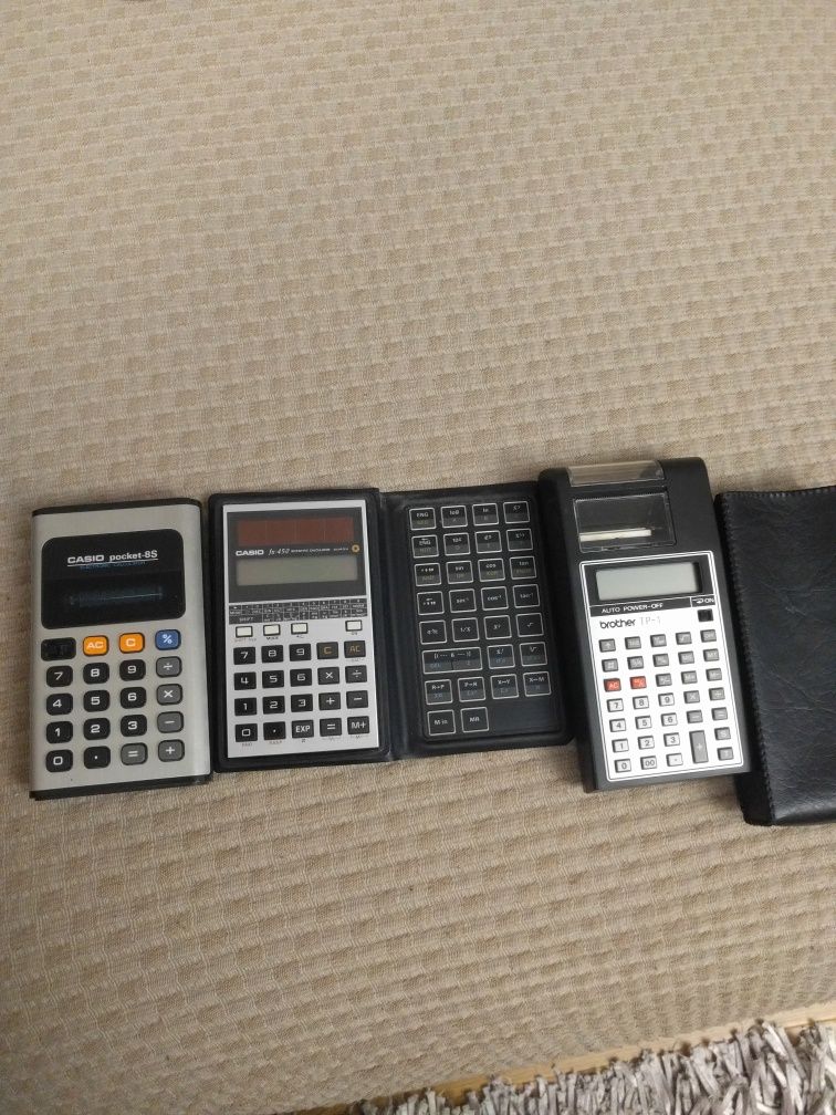 Calculatoare de buzunar de colecție Casio Pocket 8S, FX 450 si Brother
