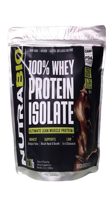 NutraBio 100% Whey Protein Isolate 1000 g Dutch Chocolate