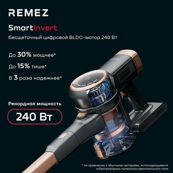 Вертикальный беспроводной пылесос REMEZ MultiClick PRO Energy, RMVC-50