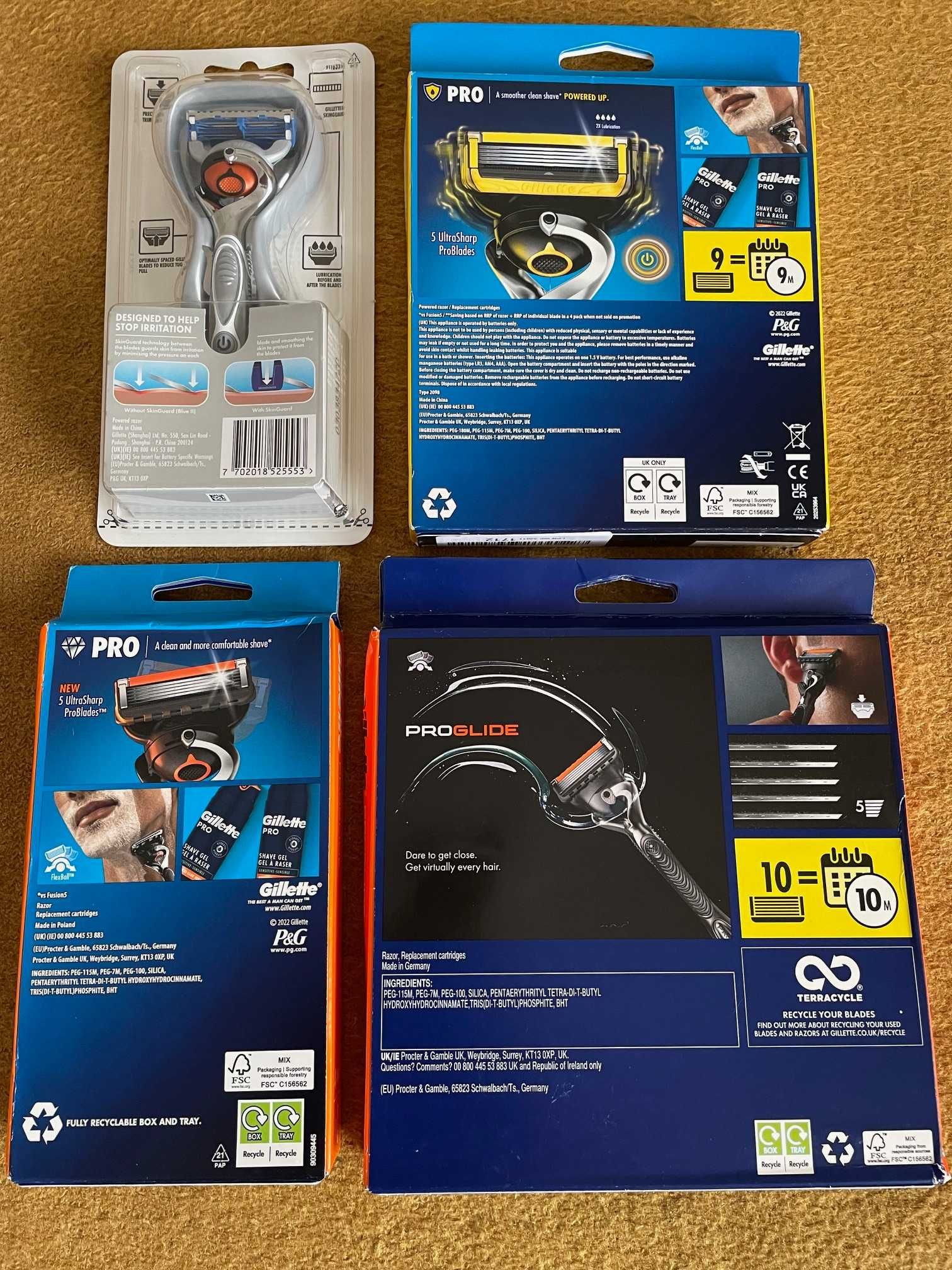 Gillette Labs Heated Razor ,Fusion ProGlide Proshield Power blades