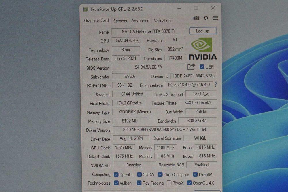 Видеокарта GPU Nvidia RTX 3070 Ti 8GB EVGA XC3 / Вкл.ДДС