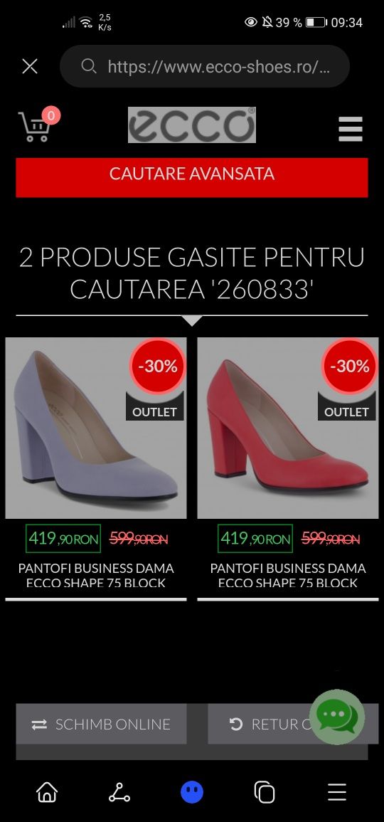 Pantofi dama Ecco 39