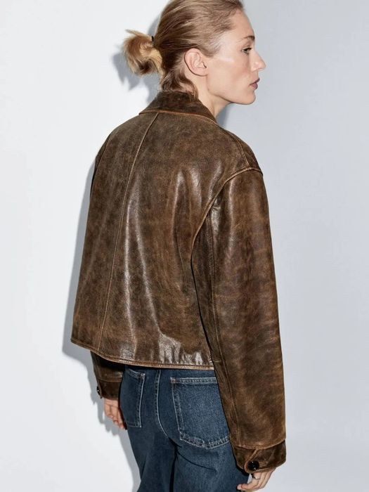 Geacă Massimo Dutti Piele Naturală mărimea S și M colecție nouă noi .