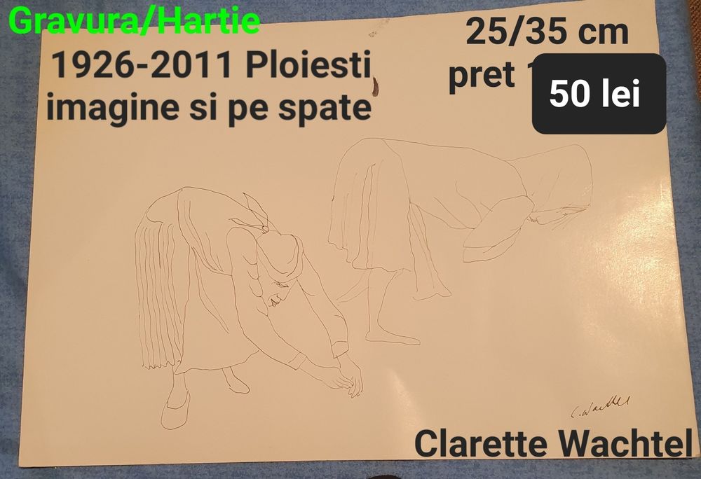 Gravura cu semnatura pe hartie