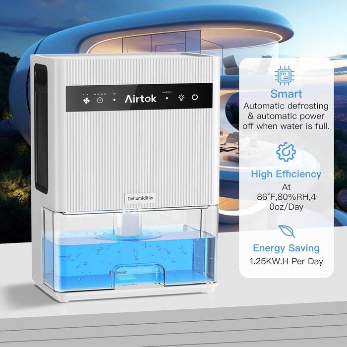 Влагоуловител АIRTOK Обезвлажнител, до 950 кв. фута, 3л. резервоар тих