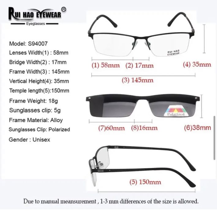 Rame ochelari vedere cu clip-on polarizat