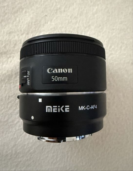 Bbiectiv 50 mm f 1.8 , canon EF cu adaptor EF M ca nou