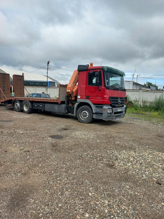 Camion Mercedes actros 2532 Platforma Cu rampe si macara SCHIMB