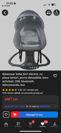 Balansoar bebe 3in1 electric