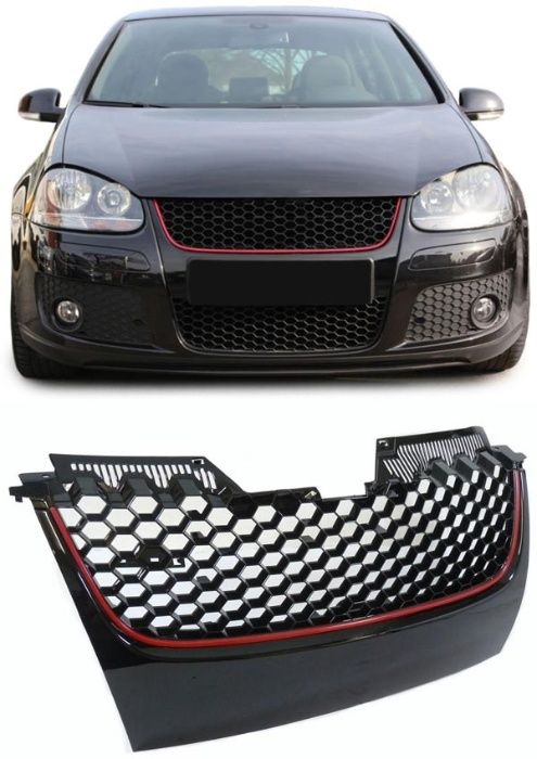 Grila GTI VW GOLF 5 fagure fara emblema - negru / rosu