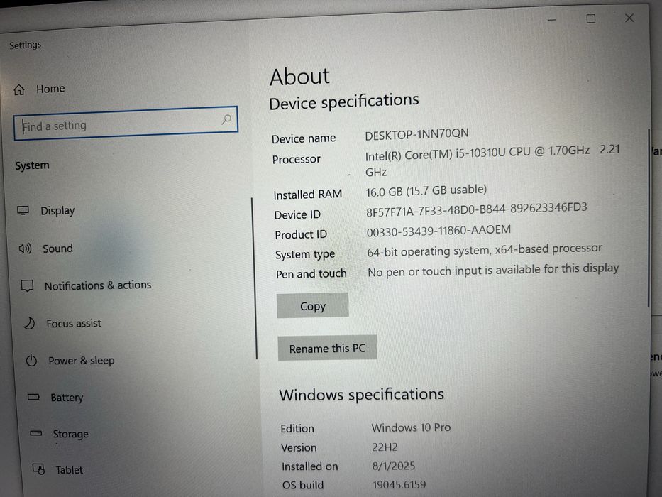 Laptop Lenovo T14 gen1