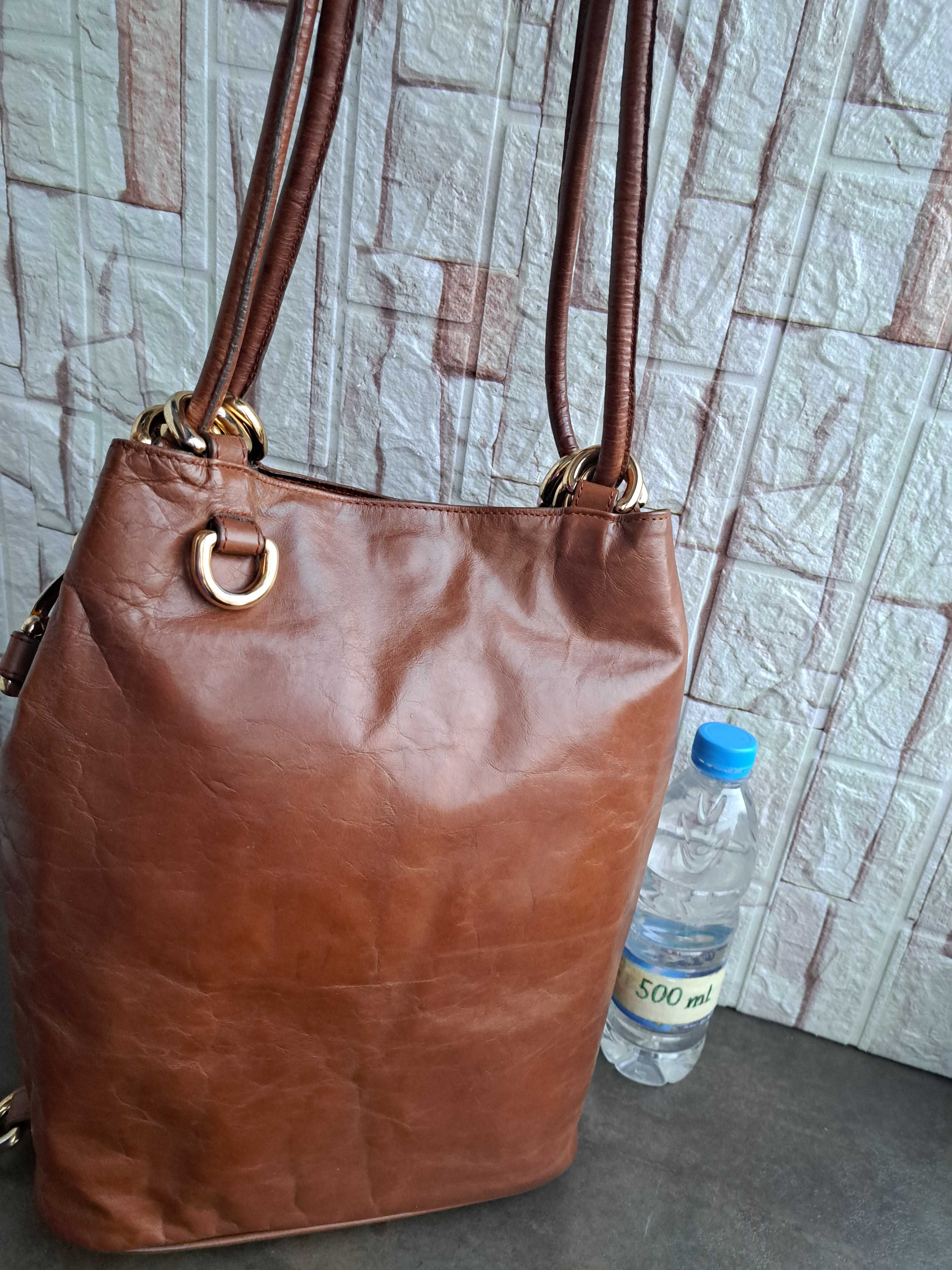 кафява чанта,раница торба-естествена кожа