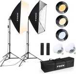 Kit lumini studio foto lampi led telecomanda Softbox Stative 135 W
