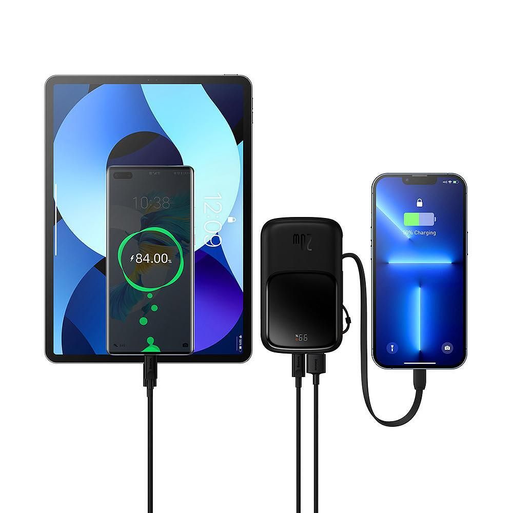 Baseus power bank qpow pro (ppqd040001) - черен, 20,000mah, 20w, с usb