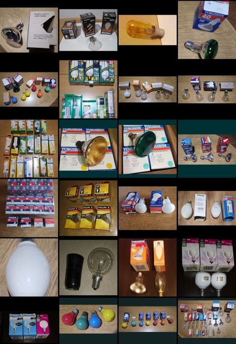 Лампи с нажежаема жичка, различна мощност, цвят, напрежение, предназна