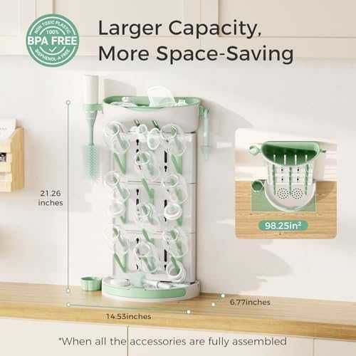 Нова Momcozy стойка за сушене – 18 шишета, пестене на място, безопасна