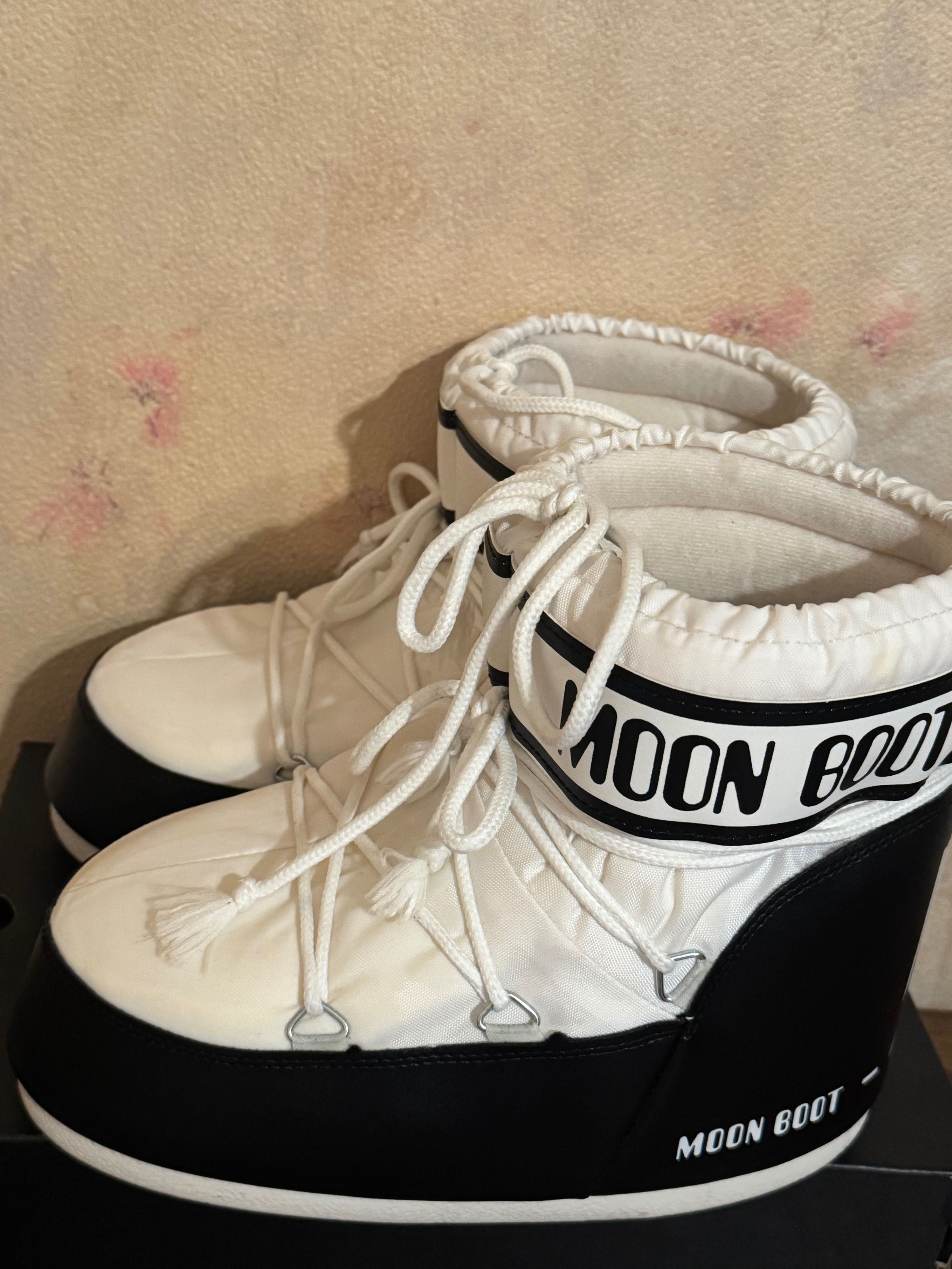 Moon boot апрески/ LOW NYLON черно/бяло, размера отговаря на 39/41