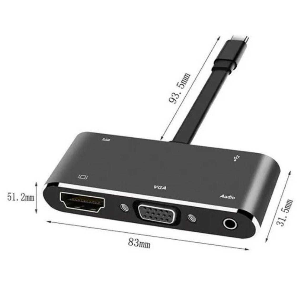 Adaptor Macbook Negru USB-C to 4K / HDMI / USB 3.0 / VGA / Audio NOU