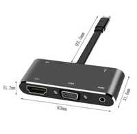 Adaptor Macbook Negru USB-C to 4K / HDMI / USB 3.0 / VGA / Audio NOU