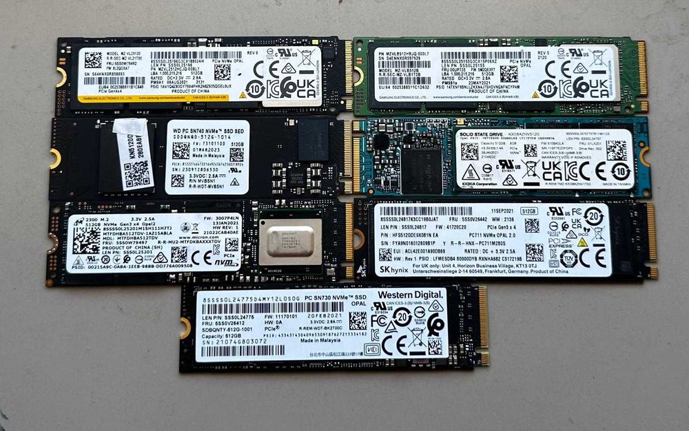 SSD 512GB M2 NVMe, Samsung, WD black, Hynix black- perfect functionale