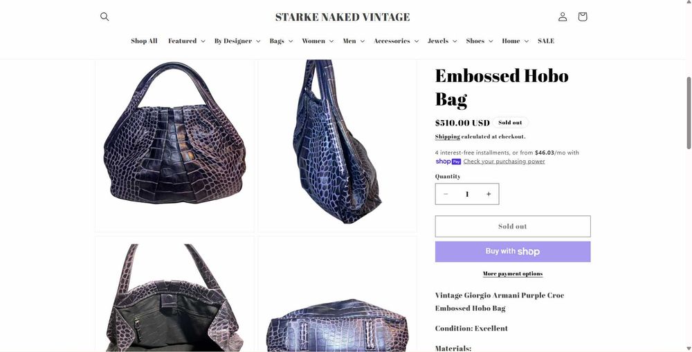 Geantă de mână Giorgio Armani violet polisată din piele de crocodil