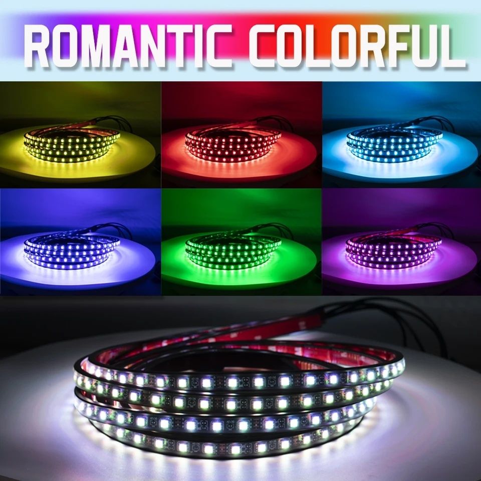 Set Benzi Led RGB Neon cu Aplicatie Bluetooth Lumina sub masina