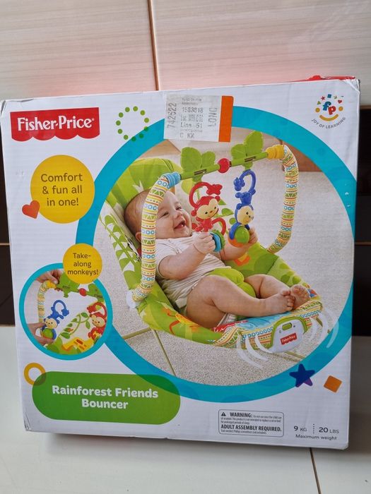 Scaun balansoar bebelusi cu vibratii si sunete,model jungla,multicolor