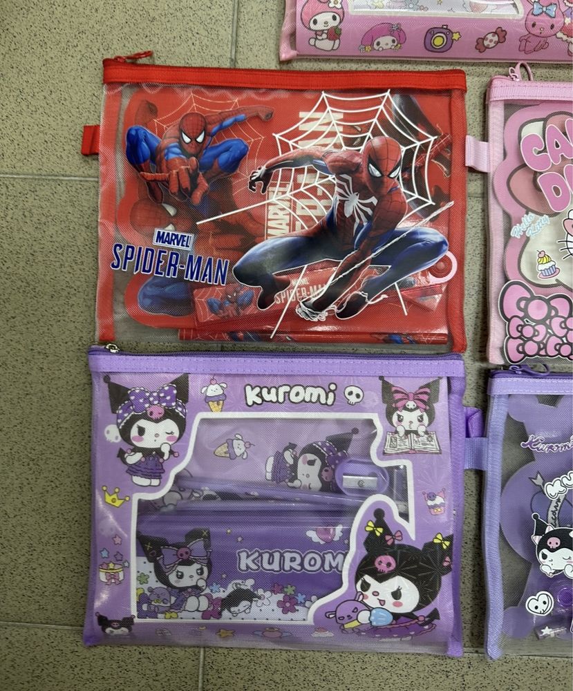 Детски несесер с ученически пособия Hello Kitty Kuromi/Spiderman