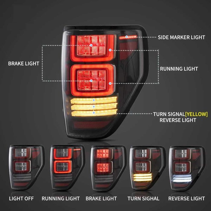 Комплект LED стопове с жълти мигачи за Ford F150 09 - 14