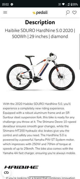 Bicicleta electrica Haibike S Duro 2020 marimea M