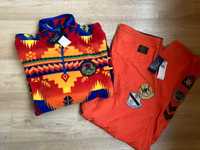 Ralph Lauren Polo Aztec orange fleece Jacket, Orange pants, XL