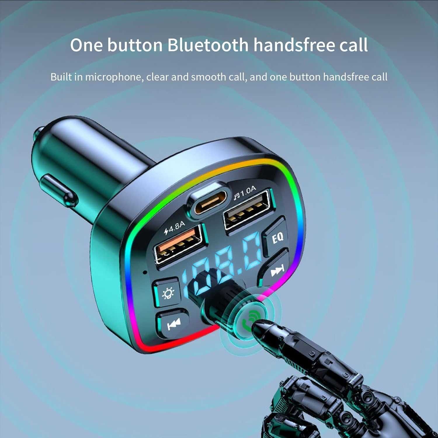 Q7 Автомобилен  Bluetooth 5.0  FM трансмитер- hends free с 18W